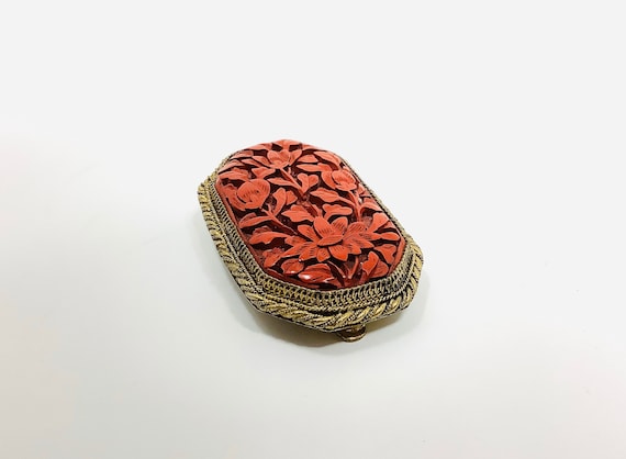 Antique Chinese Cinnabar Fur Clip - image 3