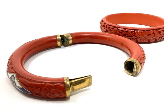 Cinnabar and Cloisonné Bangle Bracelets - Set of 2 - image 4