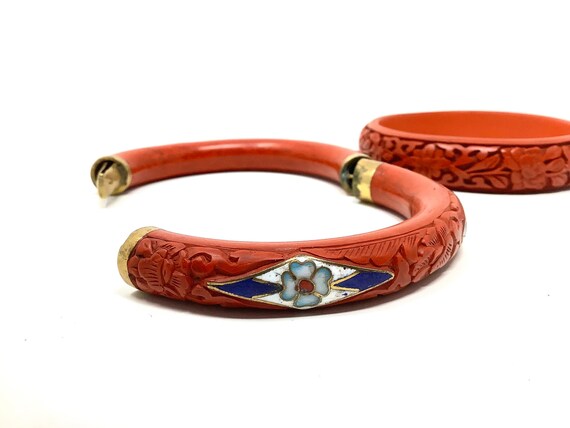 Cinnabar and Cloisonné Bangle Bracelets - Set of 2 - image 3