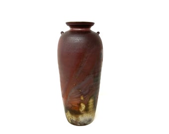 Vintage Pit Fired Ceramic Vase - Signed