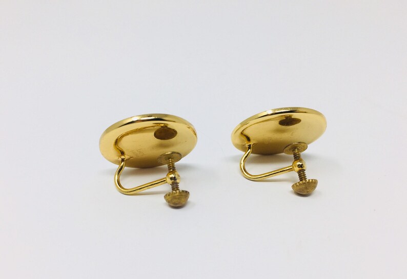 Vintage 1950s Amita Japan Damascene Screwback Earrings