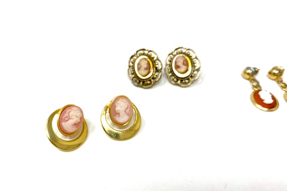 Vintage Cameo Earrings - Circa 1960 - image 5