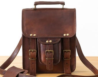 Handmade Moroccan Leather & Kilim Backpack: Boho Travel Bag  display picture 2