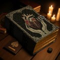 Gothic Leather Journal Handmade Grimoire Spellbook with Anatomical Heart Design Deckle EdgePaper Witchcraft Notebook Occult Tarot Diary Gift product logo