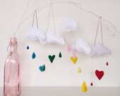 Mini White Felt Rain Cloud Baby Mobile