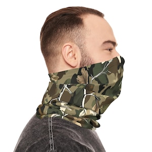 Camo Leaf Neck Gaiter | Woodland Camouflage Face Cover | Outdoor Hunting Buff | Unisex Tactical Tube Scarf
