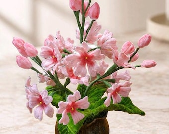 Handmade flowers in a pot or basket