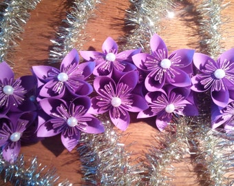 Set of 4 origami flower ornaments