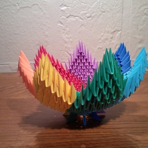 3d origami Rainbow spiral bowl