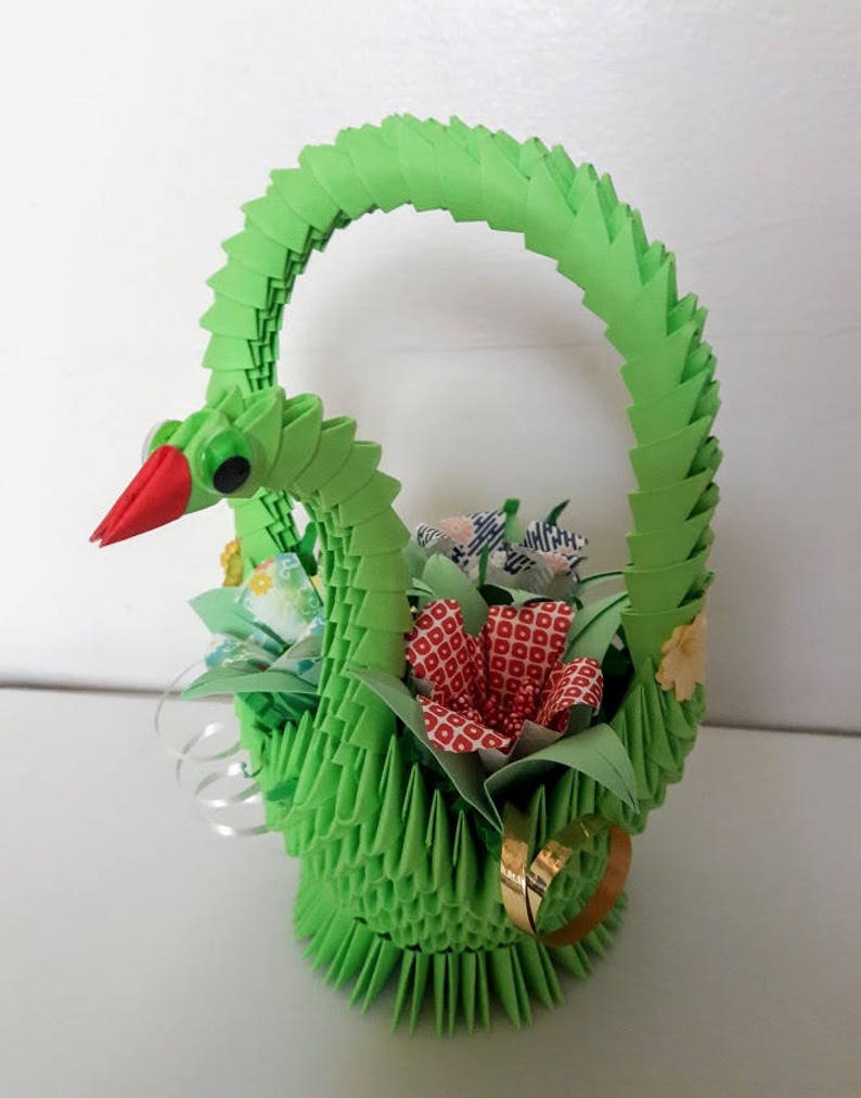 how to make 3d origami swan basket how to make 3d origami swan basket