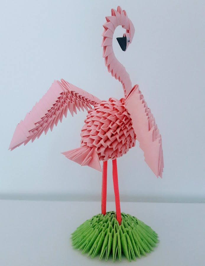 3D Origami Flamingo - Etsy