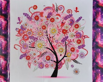 Gems painting Tree of Life, Fall. Framed, glass