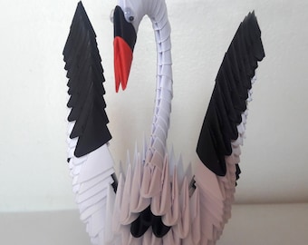 3D origami swan with open wings