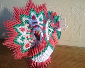3d Origami Christmas Peacock