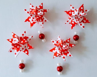 Set of 4 origami star ornaments