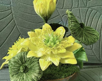 Handmade Lotus flowers in a pot