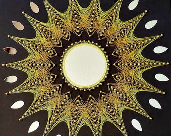 String Art Sun with mirrors, small