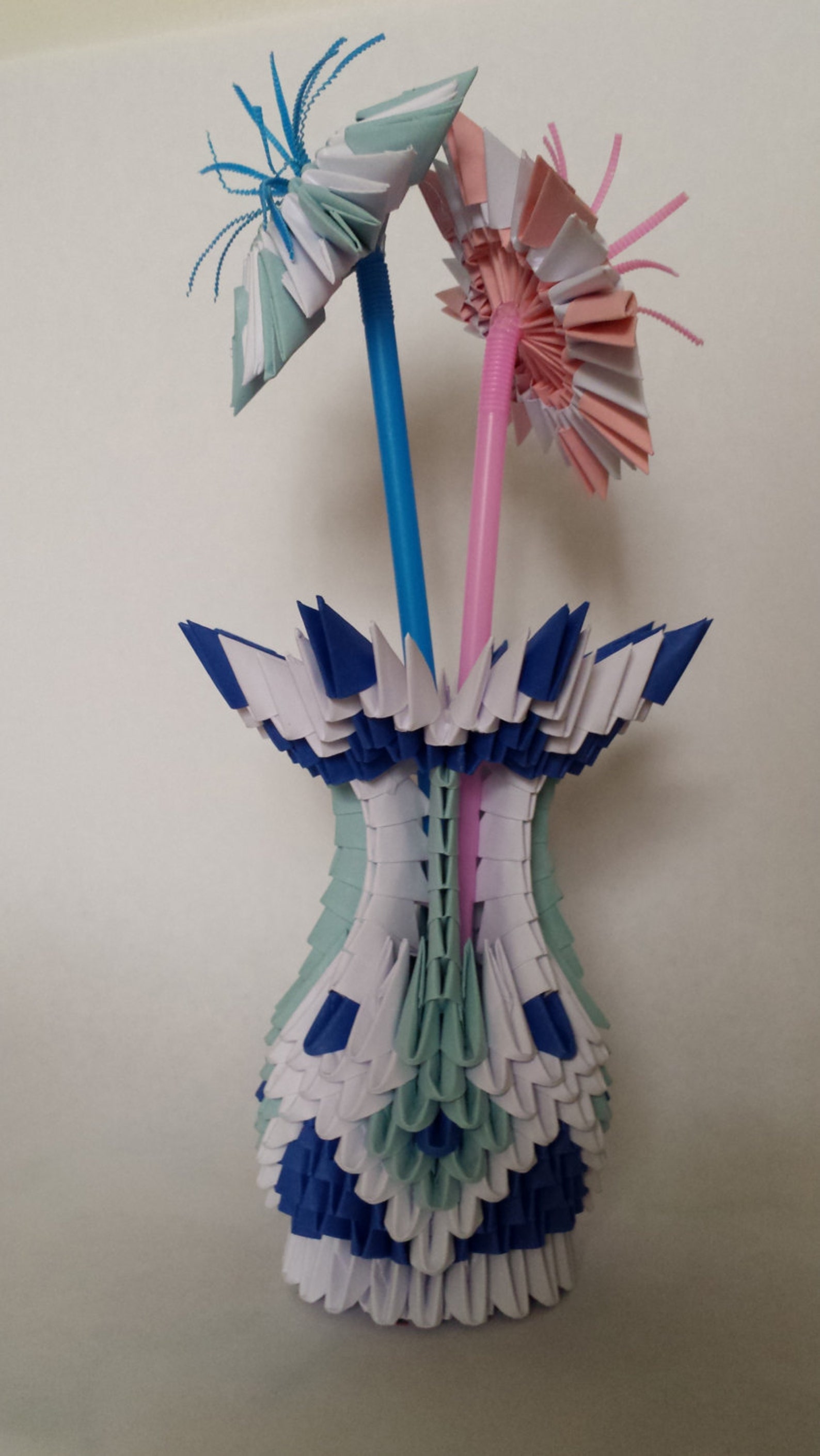 3d Origami Small Vase With Flowers Etsy