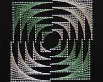 String Art Sacred Geometry Squares Glow in the dark, Zen String Art,  Wall Decor Framed with glass