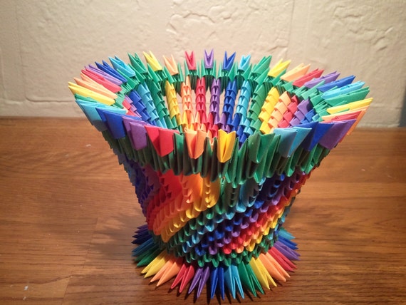 3d Origami Rainbow Vase Etsy