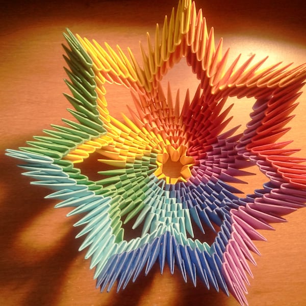 Tutorial: How to make 3d origami Rainbow Bowl