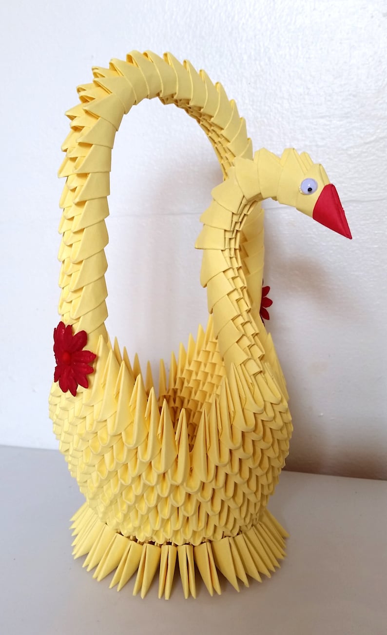 Tutorial How to make 3d origami Swan Basket Etsy