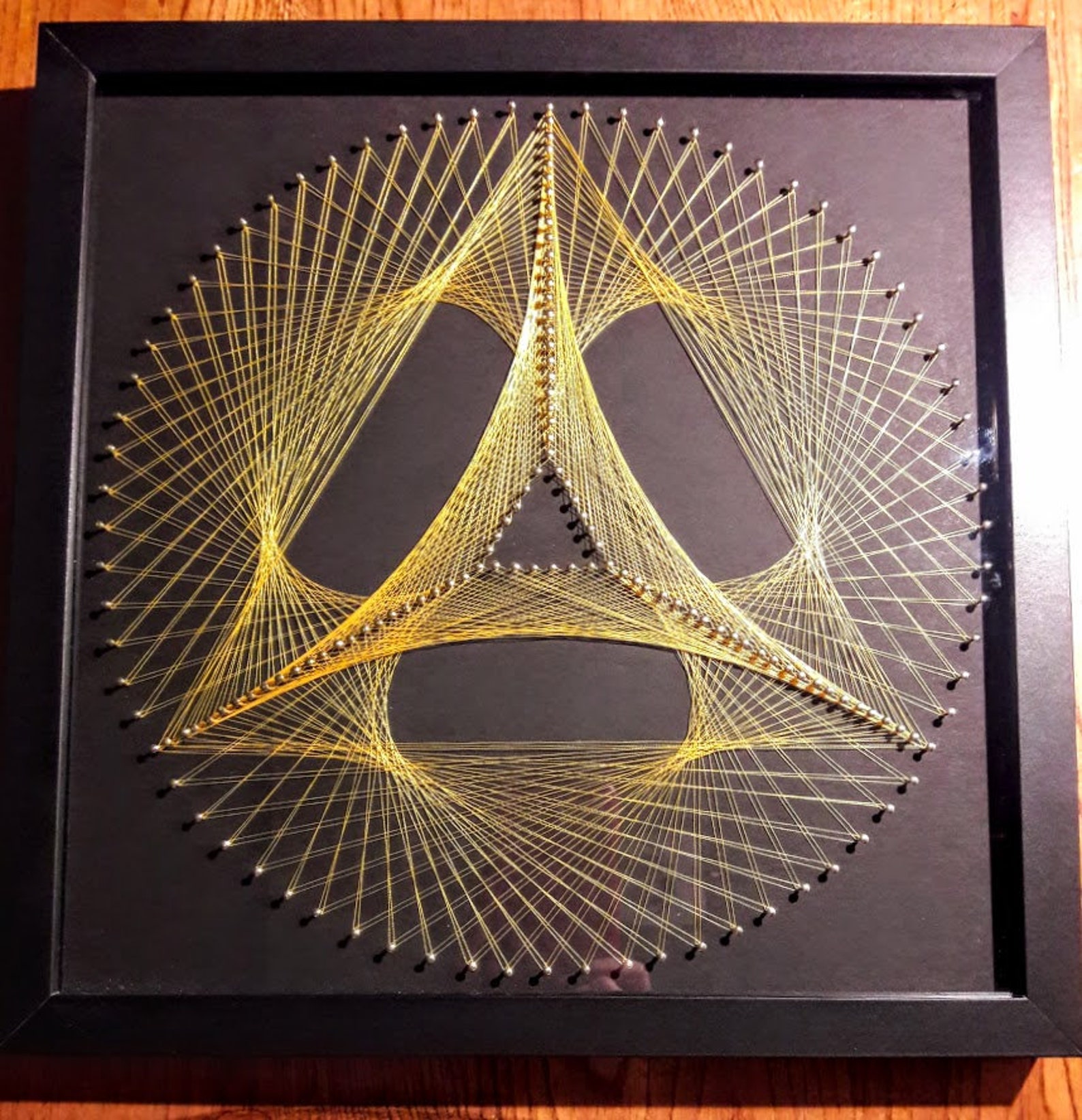 String Art Sacred Geometry 2 on black Zen String Art Wall Etsy