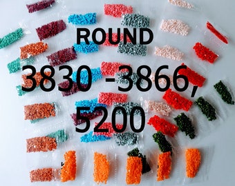447 colors DMC, Round Diamond Painting Drills,  Replacement Beads, 3830 - 3866, 5200. Fast shipping from USA