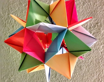 3D Origami Kusudama Geosphere with Butterfly flower