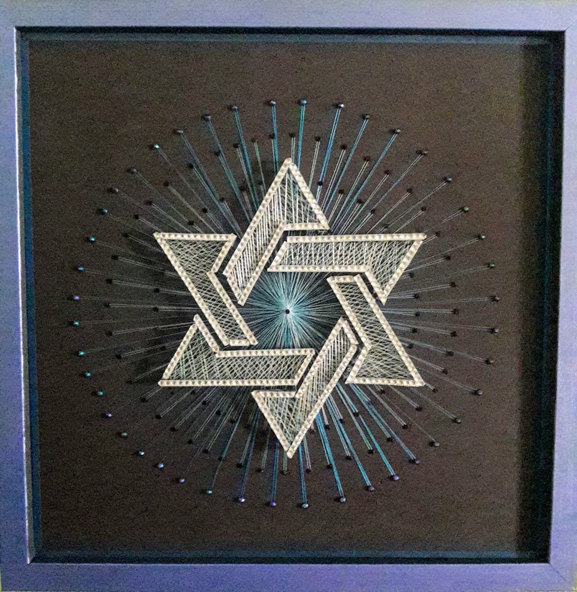 String Art Star of David Wall Decor, Framed, Glass - Etsy