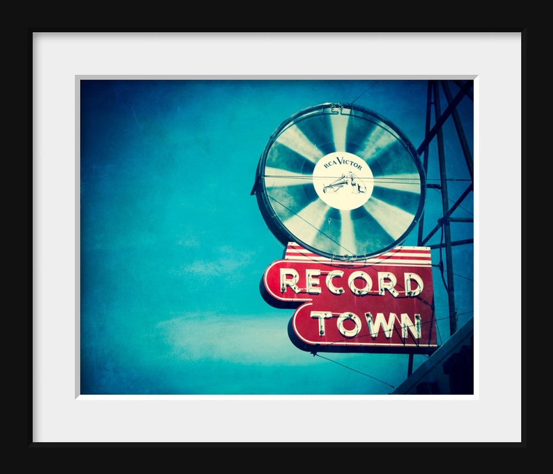 Fine Art Photo, Neon Sign, Record Store, Fort Worth Texas, Record