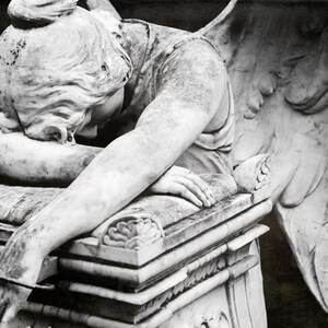 Fine Art Photography, Angel Art, Religious, Black and White Photo, Weeping Angel, Cemetery, Condolence Gift, Angel Wings, Gothic Wall Art