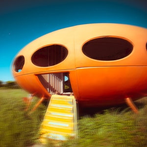 Fine Art Photography, Architecture Photo, Flying Saucer Art, Futuro House, Texas Photo, Fine Art Print, Modern Wall Art, UFO, Boys room art image 1