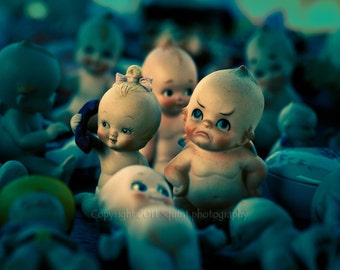 Fine Art Photography, Kewpie Dolls, Still Life Photo, Doll Face, Vintage Toy Collection, Whimsical Art, Childrens Room, Nursery Art, Grumpy