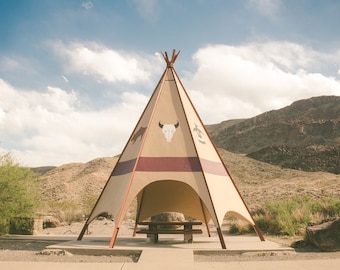 Teepee in West Texas, Rio Grande river, Texas Photography, Landscape, Tipi, Native American, rest stops, travel, roadtrip art, Big Bend,