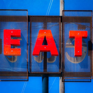 Fine Art Photography, Eat Sign, Restaurant Decor, Retro Diner, Food Art, Gift for Foodies, Wall Art, Chef Decor, Vintage Sign, Kitchen Decor