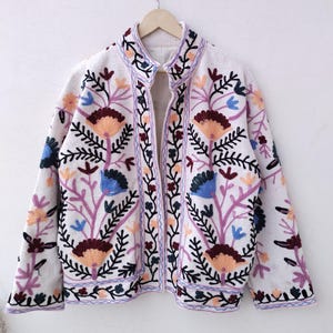 Handmade Floral Embroidered TNT Jacket, Boho Suzani Style Coat (Free Size)