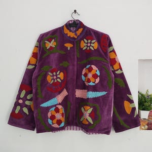 Handmade Velvet Suzani Jackets, Pure Velvet Embroidered Coat, One size fit Women Jacket