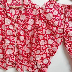 Block Print Cotton Pajama Set: Indian Nightwear, Summer Dress
