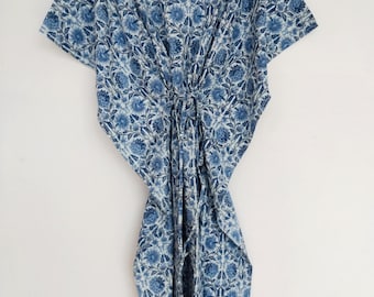 Handgemaakte katoenen kaftanjurk: boho strandjurk, boho maxi-outfit, resortkleding