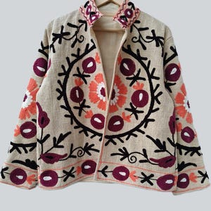 Handmade Floral Embroidery TNT Jacket, Boho Suzani Style Coat, Women's Cotton   Outerwear Coat
