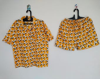 Conjunto de pijama de algodão com estampa floral: pijama curto feminino