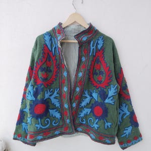Handmade Embroidered TNT Jacket, Boho Suzani Style Floral Coat, Women's Ethnic Outerwear