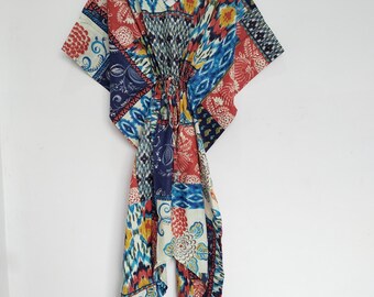 Kaftan bohemio para festivales, vestido de algodón hecho a mano, ropa de playa india cómoda