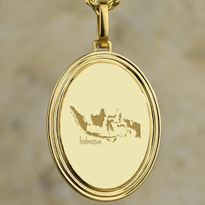14K Gold Indonesia Necklace, Geography Charm, Country Shape Pendant, Jakarta Amulet, Custom Java Talisman, Sumatra Charm, Indonesia Jewelry