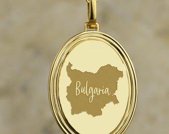 14K Gold Bulgaria Necklace, Balkan Country Map Pendant, Sofia Charm, Custom Geography Amulet, Travel Memorabilia Medallion, Bulgaria Jewelry