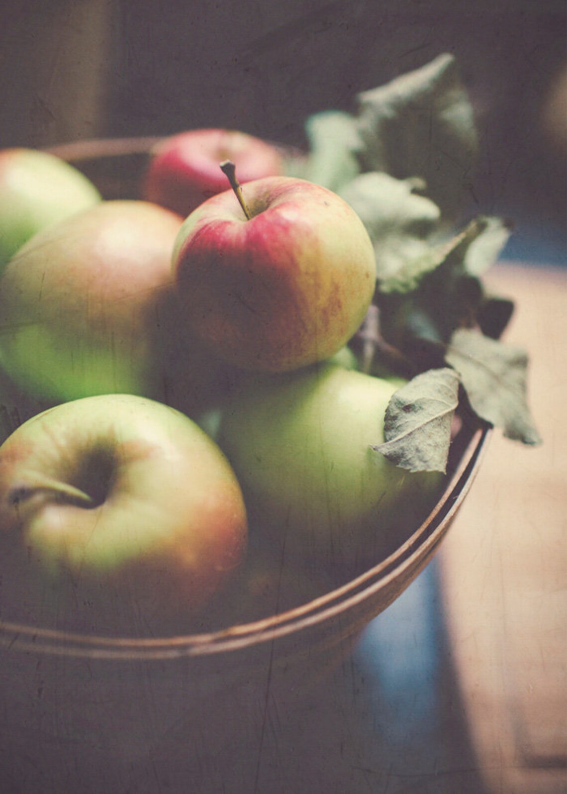 Vintage inspired apple basket kitchen decor photograph INSTANT | Etsy