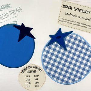 Single Blueberry Machine Embroidery Design - Applique - Digital Download - 8 sizes, multiple file formats available