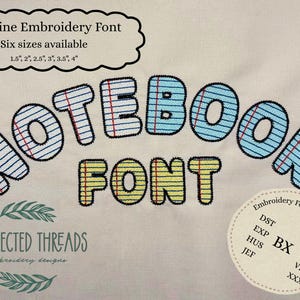 Notebook Machine Embroidery Font - Sketch Fill Font - BX format - Back to school monogram