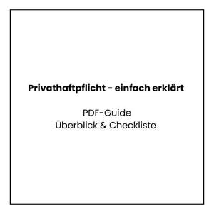 Puede incluir: Un gráfico cuadrado blanco con texto negro. El texto dice: "Privathaftpflicht - einfach erklärt", "PDF-Guide", "Überblick & Checkliste". El diseño es simple y limpio, con un enfoque en el texto.